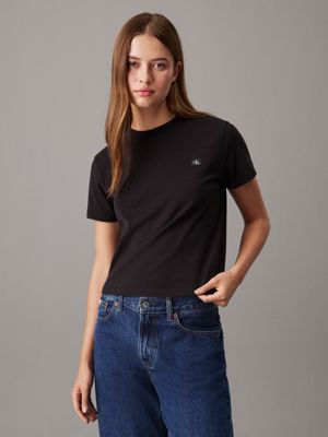 ck black monogram badge t-shirt for women calvin klein jeans