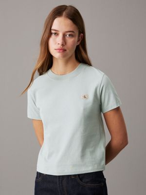 grey monogram badge t-shirt for women calvin klein jeans