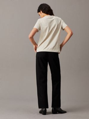 grey monogram badge t-shirt for women calvin klein jeans