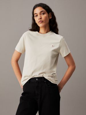 grey monogram badge t-shirt for women calvin klein jeans