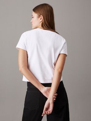 white monogram badge t-shirt for women calvin klein jeans