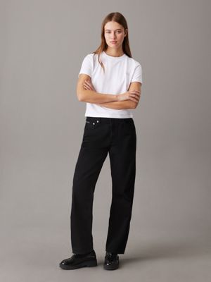 bright white monogram t-shirt met embleem voor dames - calvin klein jeans