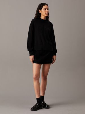 ck black cotton wool monogram jumper for women calvin klein jeans