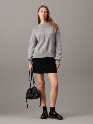 grey heather cotton wool monogram jumper for women calvin klein jeans