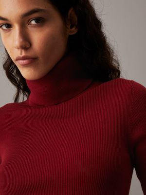 winery slim ribbed roll neck jumper for women calvin klein jeans