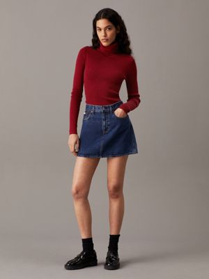 winery slim ribbed roll neck jumper for women calvin klein jeans