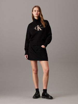 ck black monogram roll neck jumper for women calvin klein jeans