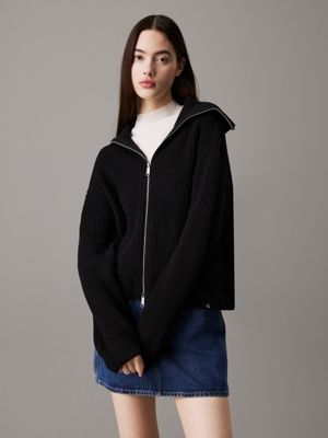 Black zip up cardigan women's hotsell