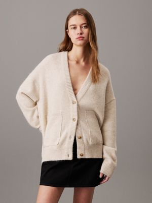 grey relaxed wool blend cardigan for women calvin klein jeans