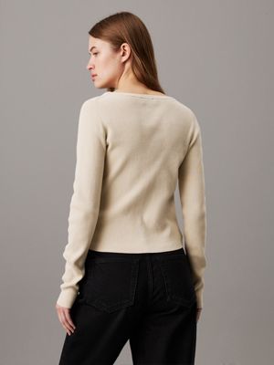 pelican schmaler cardigan aus rippstrick-baumwolle für damen - calvin klein jeans
