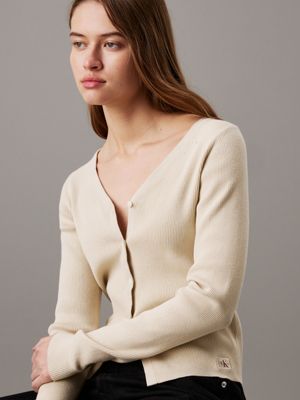 pelican slim ribbed cotton cardigan for women calvin klein jeans