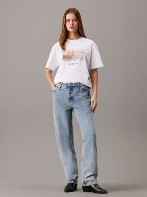 bright white relaxed photo print t-shirt for women calvin klein jeans