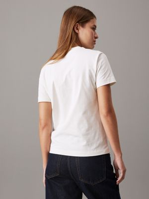 ivory monogram badge t-shirt for women calvin klein jeans