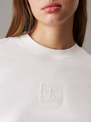 ivory monogram badge t-shirt for women calvin klein jeans