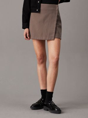 grey cotton flannel wrap mini skirt for women calvin klein jeans