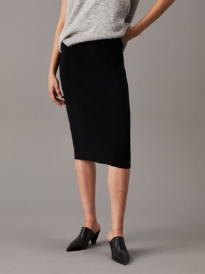 Black knit midi pencil skirt hotsell