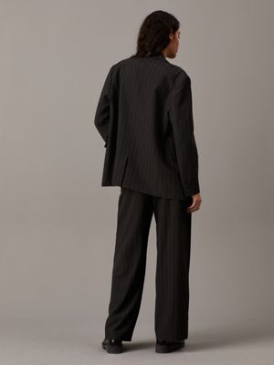 black pinstripe soft crepe pinstripe trousers for women calvin klein jeans