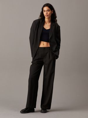 black pinstripe soft crepe pinstripe trousers for women calvin klein jeans