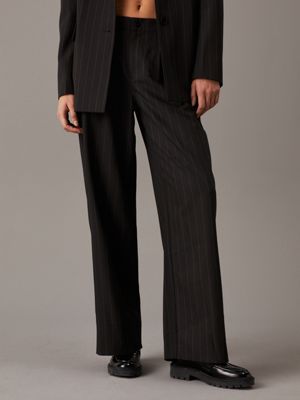 black pinstripe soft crepe pinstripe trousers for women calvin klein jeans