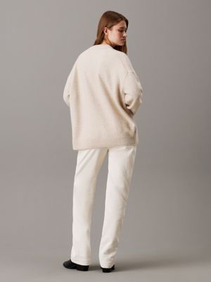 ivory corduroy straight trousers for women calvin klein jeans