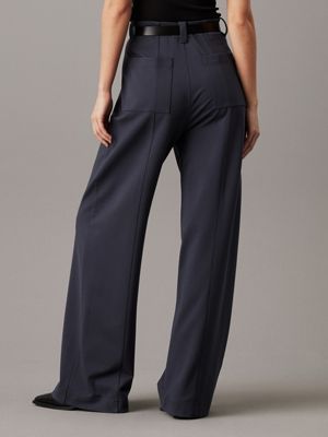 ebony milano jersey wide leg trousers for women calvin klein jeans