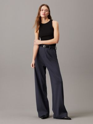 ebony milano jersey wide leg trousers for women calvin klein jeans