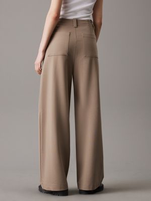 grey spodnie z dżerseju milano z szerokimi nogawkami dla kobiety - calvin klein jeans