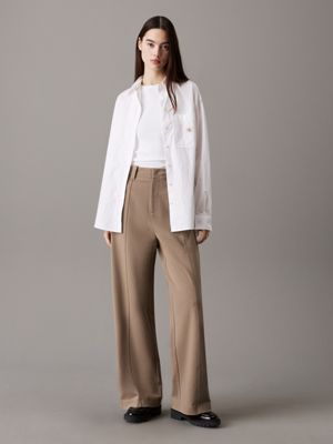 brindle milano jersey wide leg trousers for women calvin klein jeans