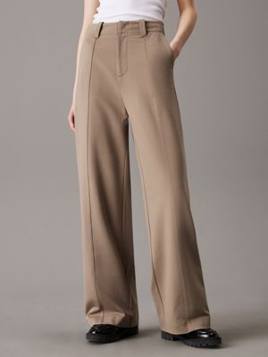 grey milano jersey wide leg trousers for women calvin klein jeans