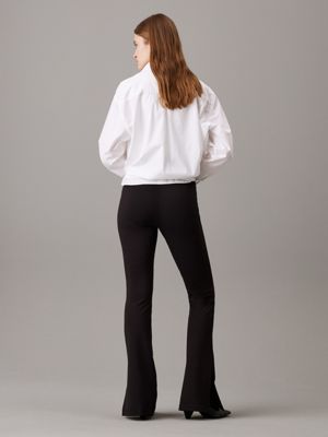 ck black milano jersey flared leggings for women calvin klein jeans