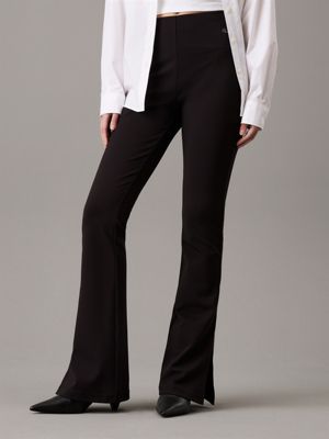 black milano jersey flared leggings for women calvin klein jeans