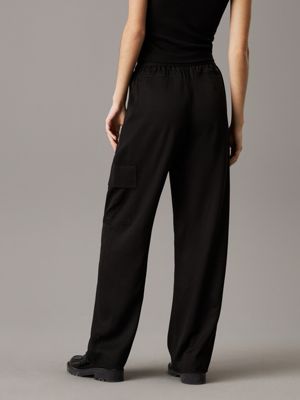 ck black satin utility cargo pants for women calvin klein jeans