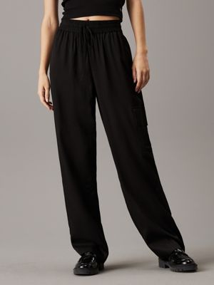 black satin utility cargo pants for women calvin klein jeans