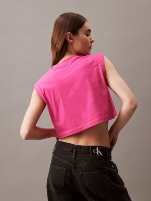 fuchsia fedora sleeveless monogram t-shirt - pride for women calvin klein jeans