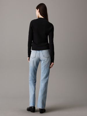 black soft knit v-neck jumper for women calvin klein jeans