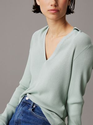 jadeite soft knit v-neck jumper for women calvin klein jeans