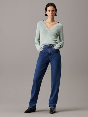 jadeite soft knit v-neck jumper for women calvin klein jeans