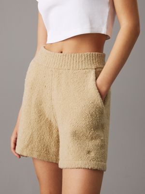 khaki cotton knit shorts for women calvin klein jeans