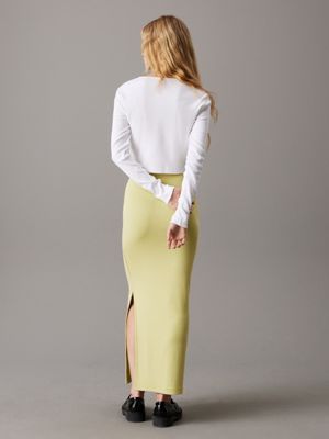 green banana slim ribbed cotton midi skirt for women calvin klein jeans