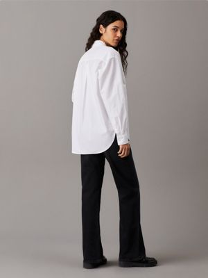 bright white relaxed cotton poplin shirt for women calvin klein jeans