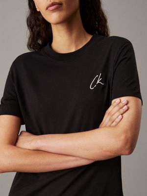 ck black embroidered logo t-shirt for women calvin klein jeans