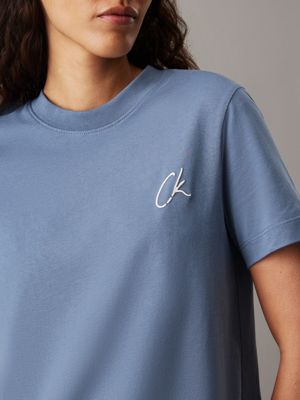 china blue embroidered logo t-shirt for women calvin klein jeans