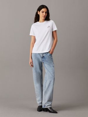 bright white embroidered logo t-shirt for women calvin klein jeans