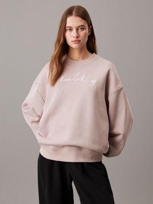 grey relaxed new york logo sweatshirt for women calvin klein jeans