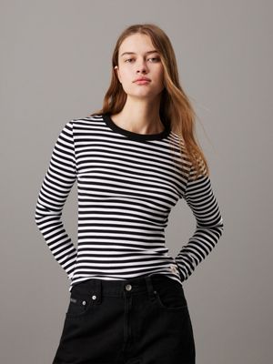 black slim ribbed long sleeve top for women calvin klein jeans