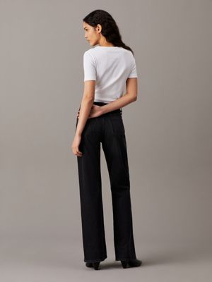 white slim ribbed cotton t-shirt for women calvin klein jeans