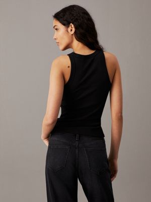 ck black ribbed cotton tank top for women calvin klein jeans