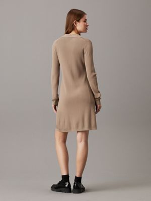 brindle soft knit flared jumper dress for women calvin klein jeans