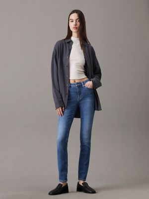 denim medium mid rise skinny jeans for women calvin klein jeans