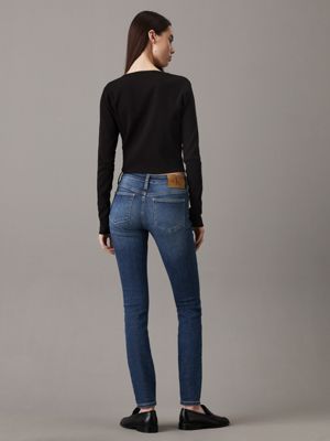 denim dark mid rise skinny jeans for women calvin klein jeans